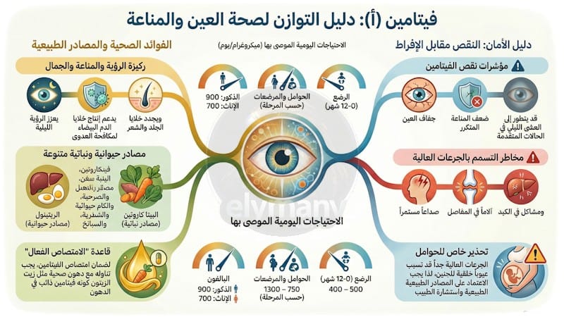 فيتامين أ‎ (Vitamin A): ‎فوائده، أعراض نقصه، وأضرار زيادته